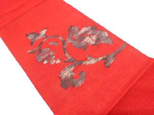 手織り紬　葡萄模様織り出し　名古屋帯